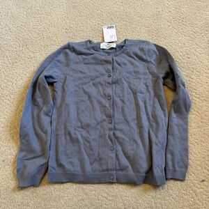 NWT H&M Girl’s Gray Cardigan Button Front 100% Cotton Size 8-10